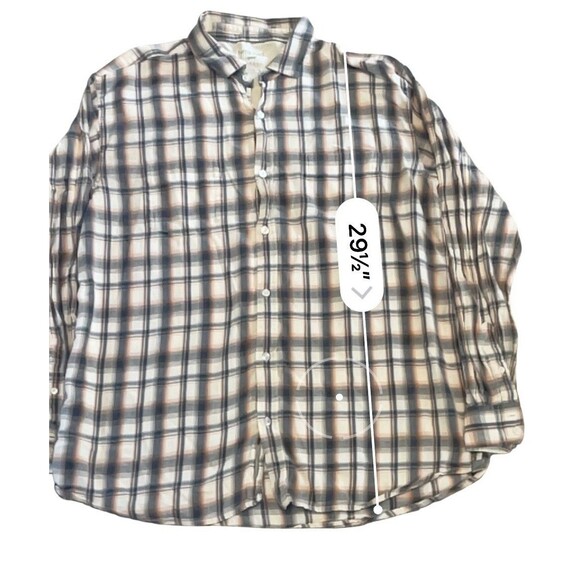 Horny Toad & Co Mens  XL Tan/Blue Plaid Slim Fit Flannel Shirt Vintage - Picture 3 of 6